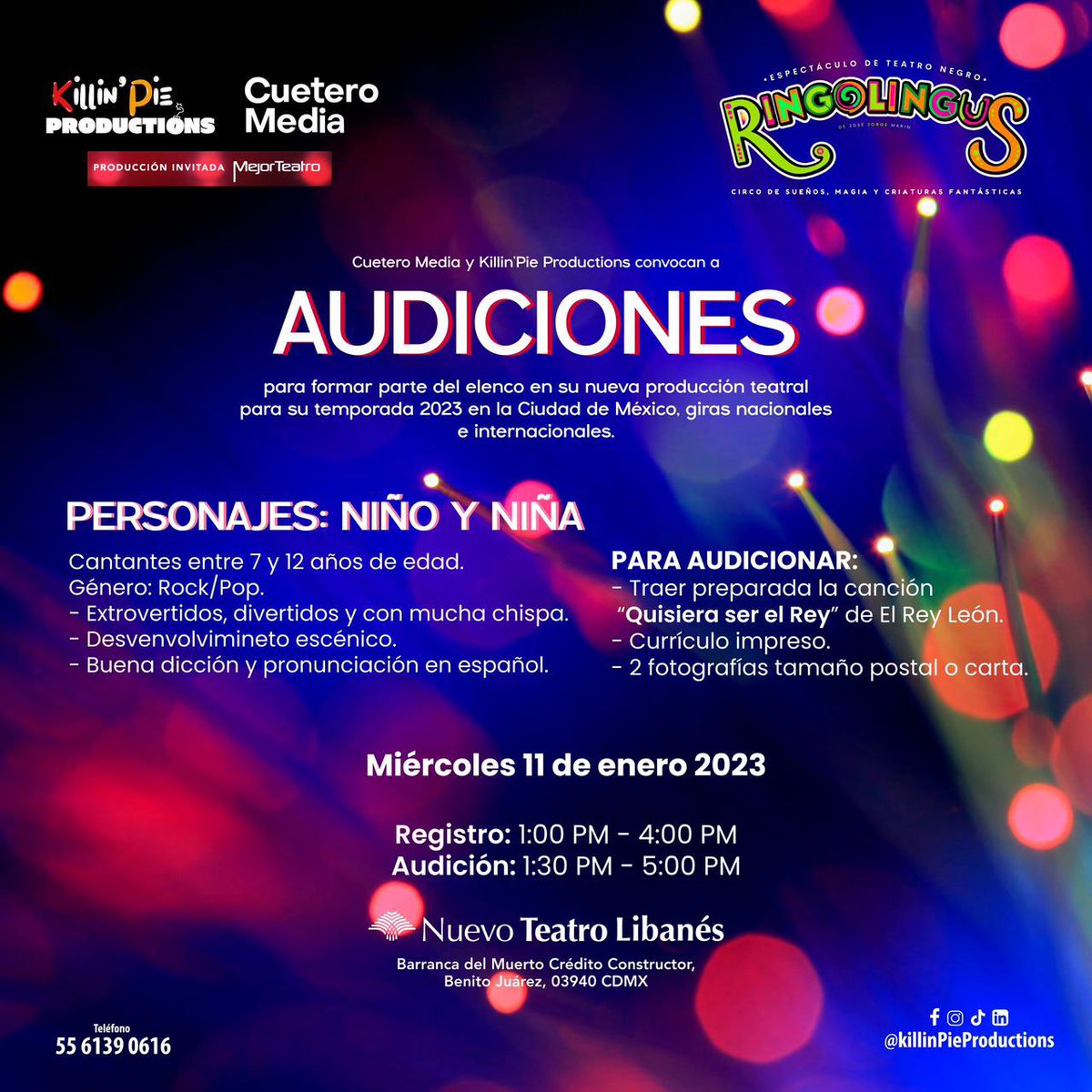 KillinPie's tweet photo. #audiciones #CDMX #teatrolibanes #ringolingus #actores #cantantes #bailarines #niñosactores #niñosyniñas @ringolingus @CueteroMedia @JESSICAMATA https://t.co/nygW9oSgZN