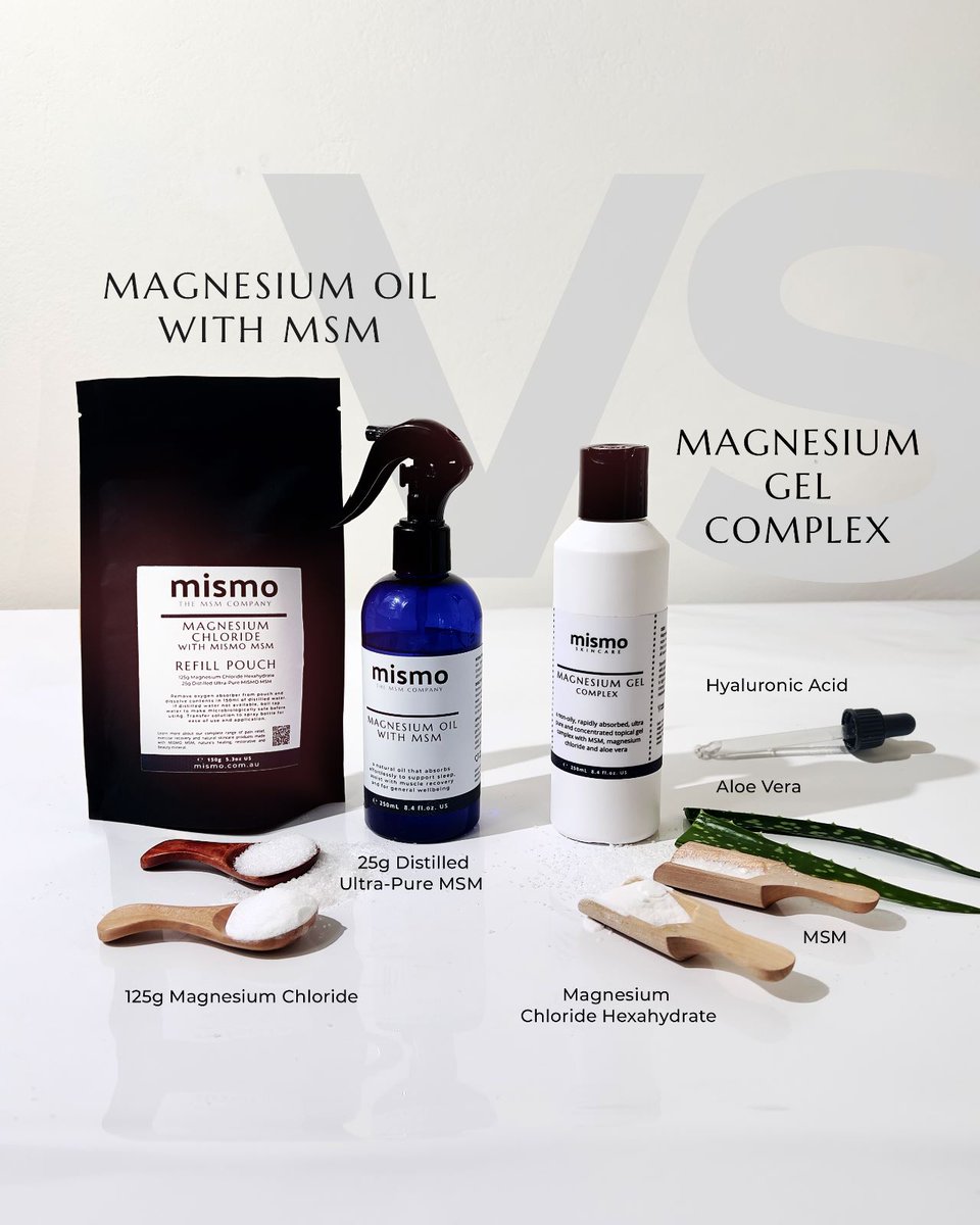MISMO Magnesium Oil with MSM and Magnesium Gel Complex are both used topically but there are a couple of differences between the two. 

mismo.com.au/blogs/blog/mag…
#magnesiumoil #magnesium #msm #calcium #zinc #vitamind #health #vitaminc #potassium #healthylifestyle #vitaminb
