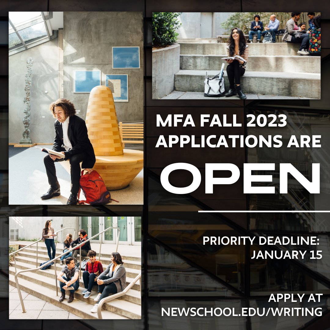 NewSchoolWrites's tweet image. Are you ready to make your mark? ✍ The priority deadline to submit your MFA application to @thenewschool's Creative Writing program is quickly approaching. Apply by January 15th through newschool.edu/writing and email admission@newschool.edu to be connected our graduate team.