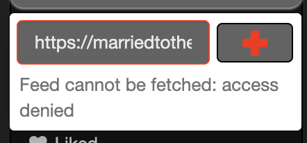 JeffreyATW's tweet photo. @drewtoothpaste @feedly I get "Access denied" when trying to add https://t.co/YaqJsl8B8W, and TOR says it can't find the feed when trying to add https://t.co/VekVdJMRKL. https://t.co/g94U4rm97t