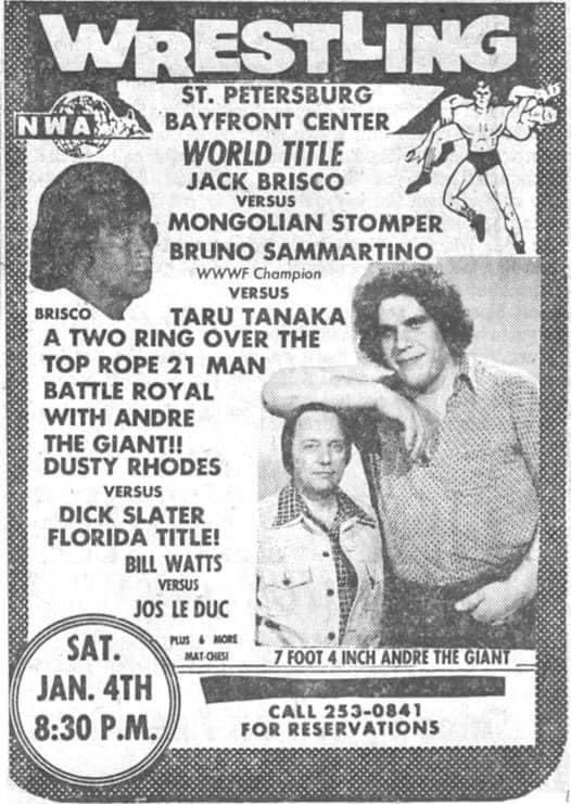 @davidlagreca1 and @THETOMMYDREAMER, insane card in St Pete on this date in75. Among the matches not listed was @BustedOpenRadio favorite @Bobroop taking on Danny Hodge.