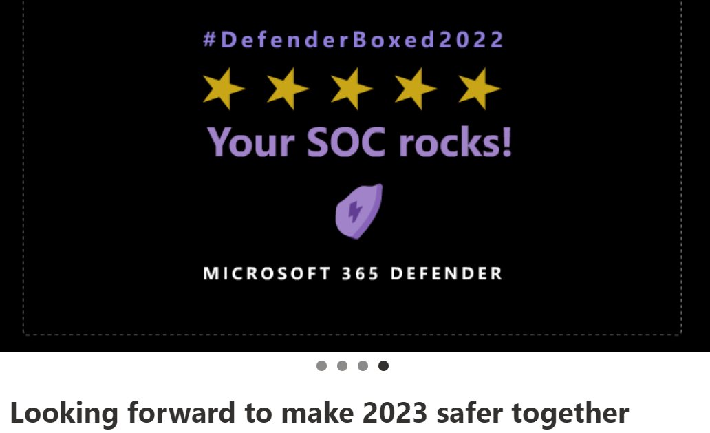 JeffreyAppel7's tweet photo. View the 2022 Defender yearly/ monthly stats via the Microsoft Defender Security portal:
#defenderboxed2022 #MDE
(M365D portal -> Incidents -> Your Defender boxed) https://t.co/e0mPL5uQkd