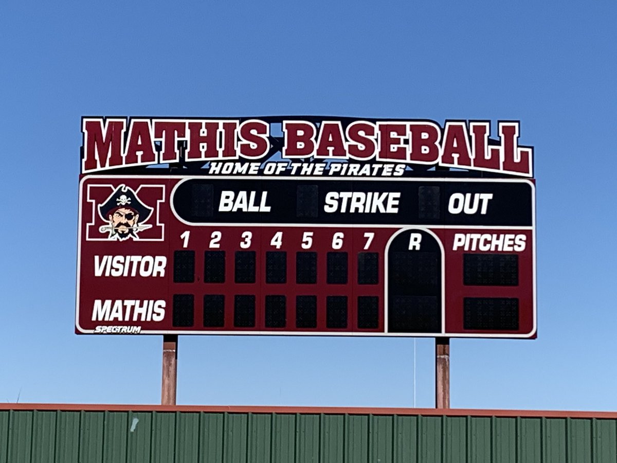 CoachEMartinez's tweet image. As we get ready for the 2023 season, I’d like to thank Mathis ISD, Coach Stevens and the Athletic Booster Club for our facility upgrades. New scoreboard and our cages received new batting tunnels and turf! 🏴‍☠️⚾️ @MathisAthletics @Coach_DS3 @MathisBaseball