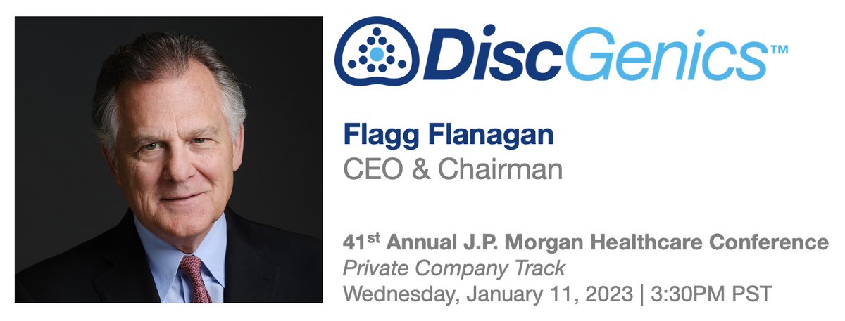DiscGenics to Present at 41st Annual J.P. Morgan Healthcare Conference
Salt Lake City, UT – January 4, 2023
prn.to/3i9REIc