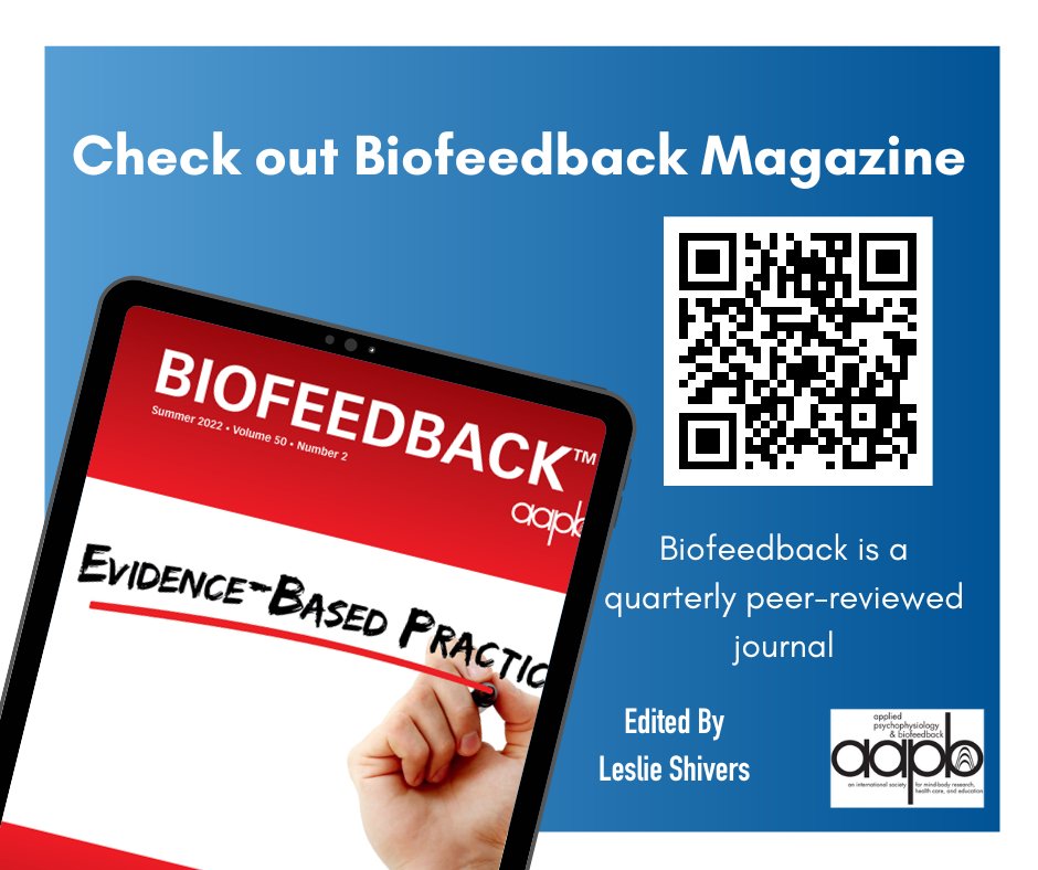 AAPBiofeedback's tweet photo. Check out the Biofeedback Magazine! Learn more about the fascinating world of HRV, Biofeedback, and Neurofeedback: https://t.co/xoLsaSOYGg 
#JoinAAPB #Neurofeedback #Biofeedback #HRV #science https://t.co/eAglLBXUUz
