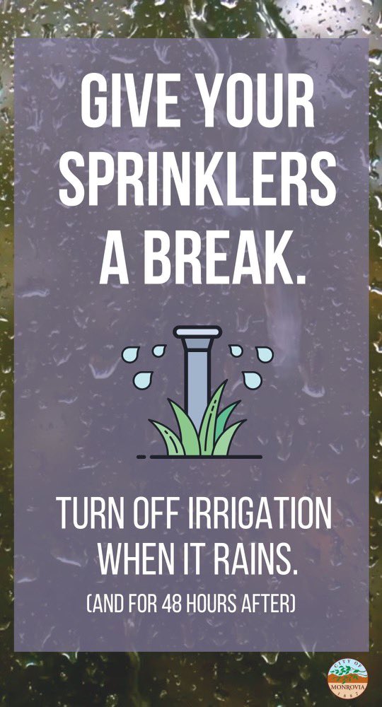 ☔️Rain is here! Help further our water conservation efforts by giving your sprinklers a break. ☔️