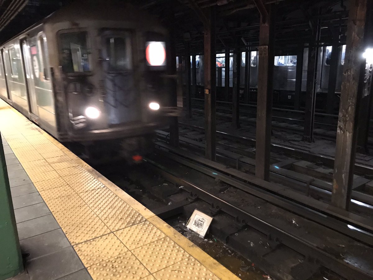 across106th's tweet image. Art on the 1 Train tracks: Monday, January 2nd at 59th Street.