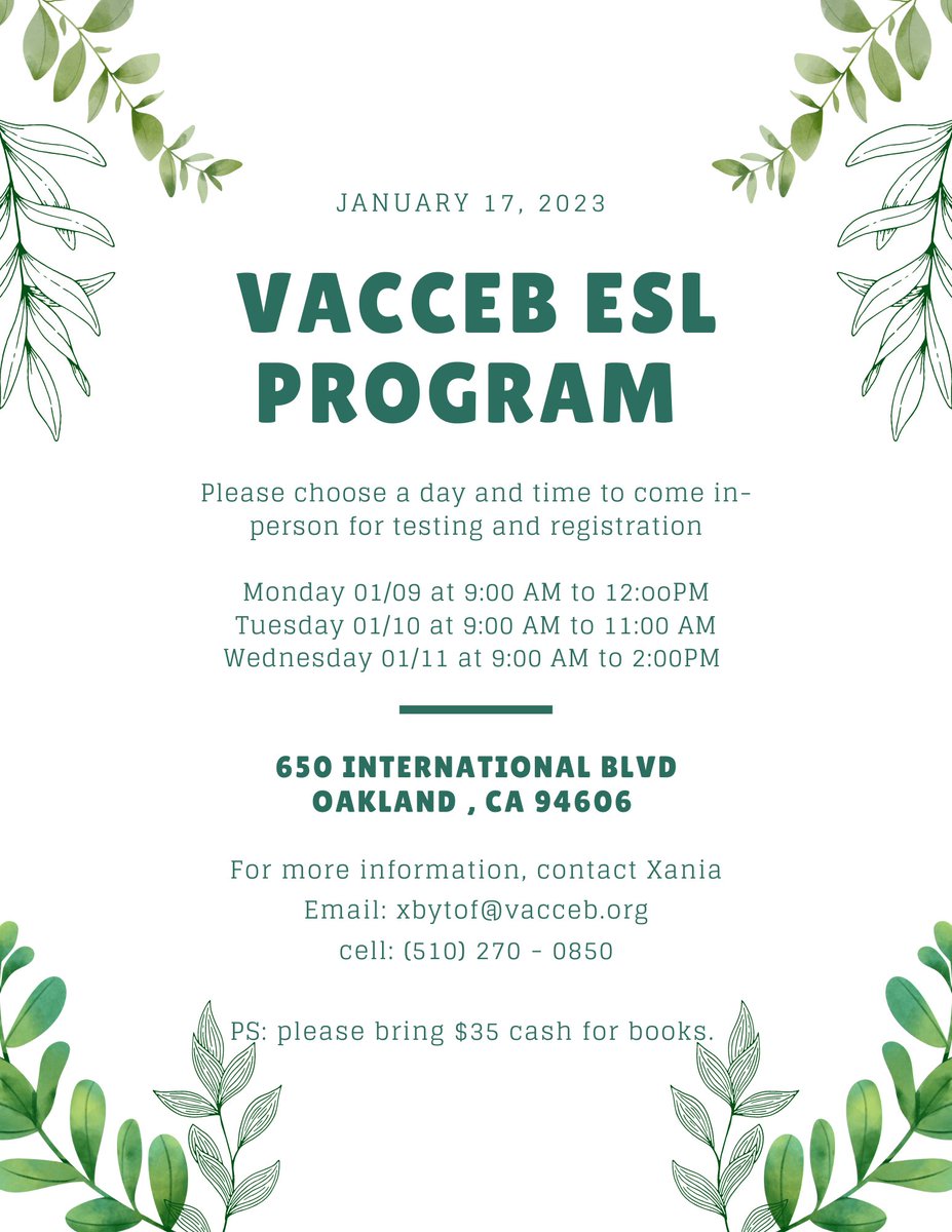 FREE online ESL classes at VACCEB