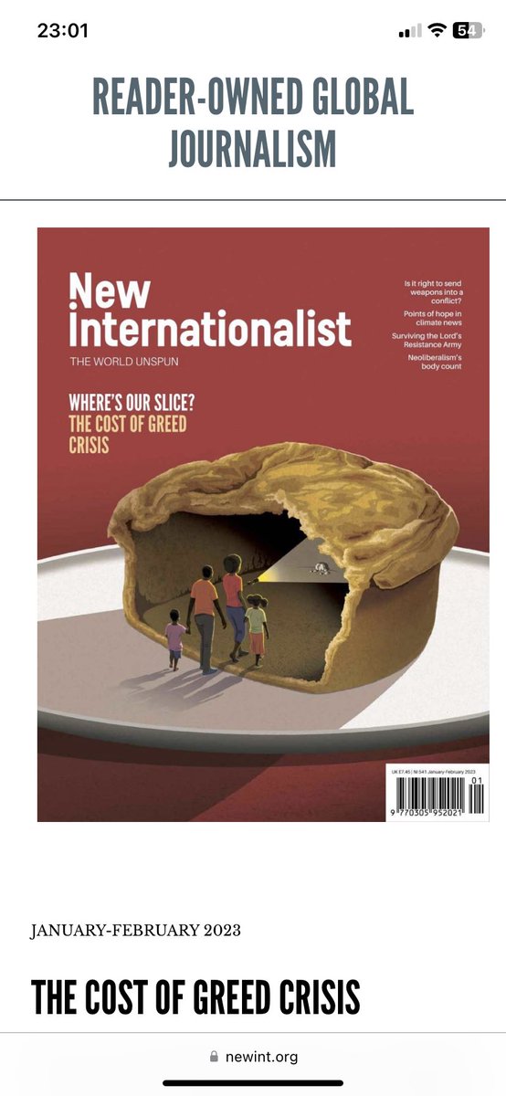 Fantastic opportunity to work <a href="/newint/">New Internationalist</a>  with an amazing team producing some of the best global justice journalism in the world today. Details for Co-editor post (remote) here: newint.org/about/jobs/ closing date 9 Jan. 

This cover shows you how NI cuts through the noise 👇🏼
