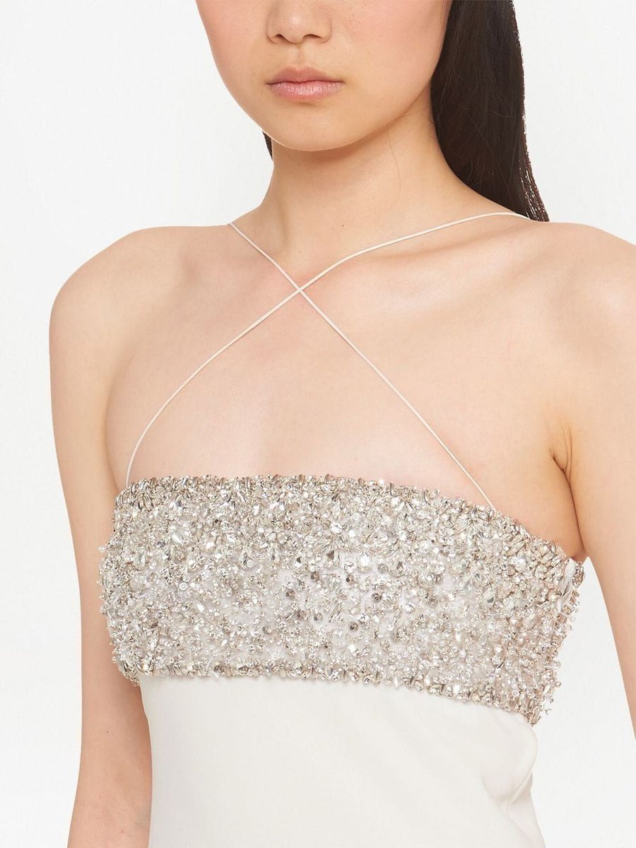 The Miu Miu bead-embellished flared midi dress is so dainty and elegant 🎀