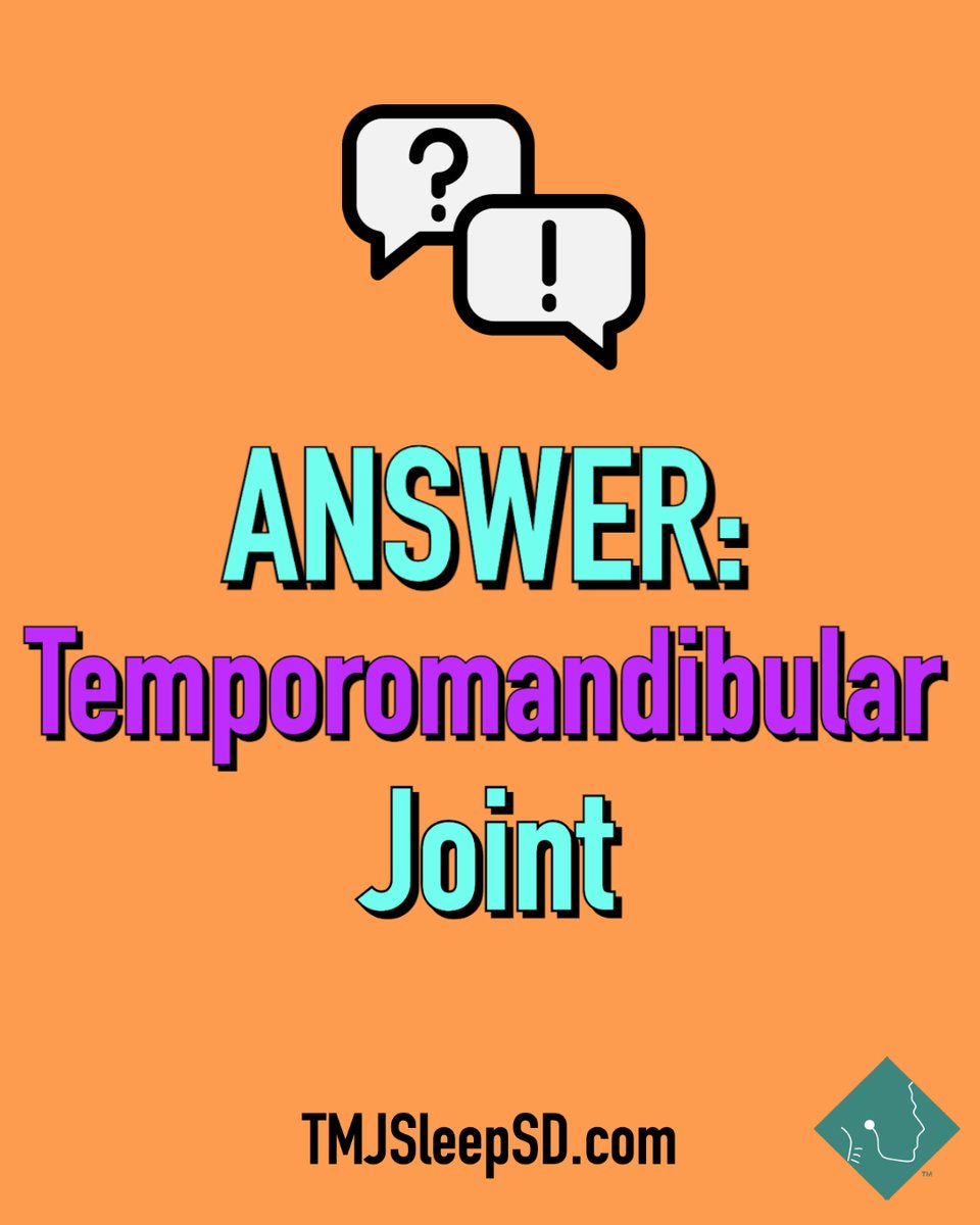tmjsleepsd's tweet photo. The TMJ is the Joint that connects the jaw to the skull. When the TMJ is dislocated, it causes popping and clicking noises and pain. Have a TMJ Disorder? Call us (619) 466-2774

#nationaltriviaday #triviaday #questionoftheday  #sandiegodentist #tmjdisorder #tmj #jawpain #tmjpain https://t.co/X1u2YScaZo