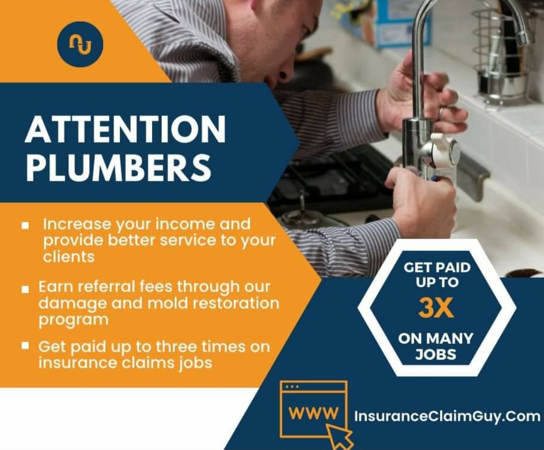 insclaimguy's tweet photo. Plumbers can get paid up to 3x on many jobs through our plumber partner program. #plumber #plumbingtools #PA #NJ
https://t.co/cEDHJZp34R https://t.co/J4u9HG1y1m