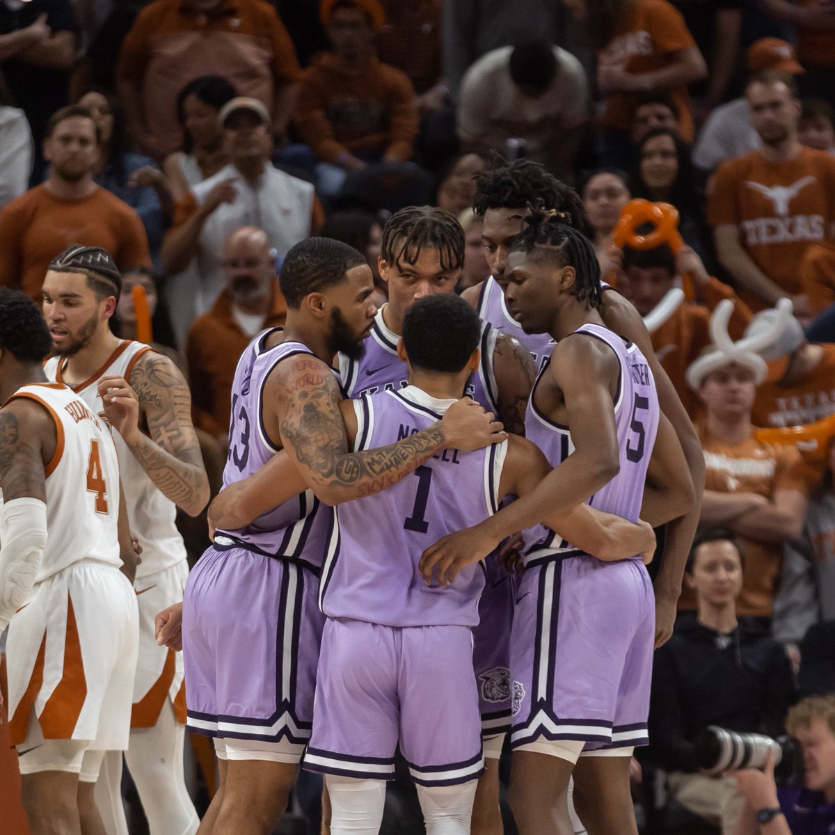 CBSSportsCBB's tweet photo. .@KStateMBB's 116 points in the Wildcats' upset over No. 6 Texas last night is the most points scored in a regulation road victory against a Top-10 team. https://t.co/LzvzkzYmHI