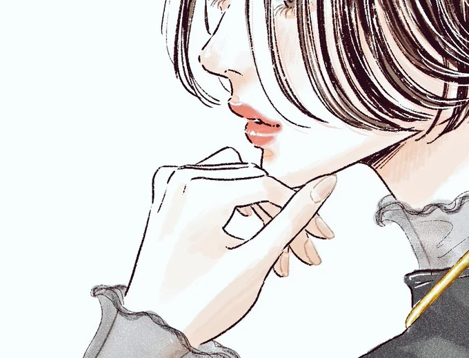 おはようございます美しすぎるEラインを爆誕させてしまいました。横顔描くの大好きです。ご依頼分なので全貌は後日掲載します 