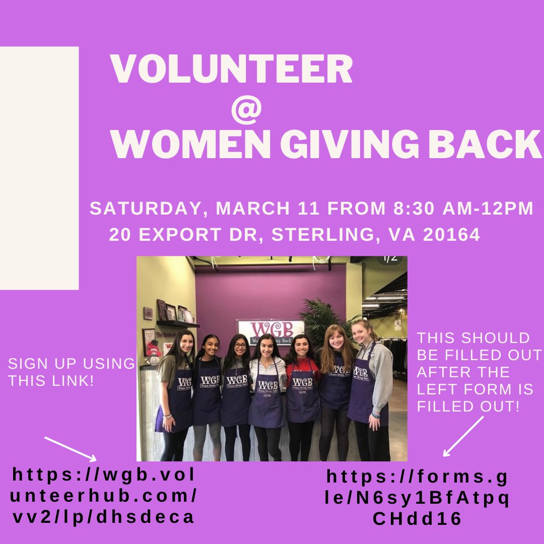 Come volunteer Dominion DECA members with Women Giving Back, a great way to get volunteer hours and help the community!