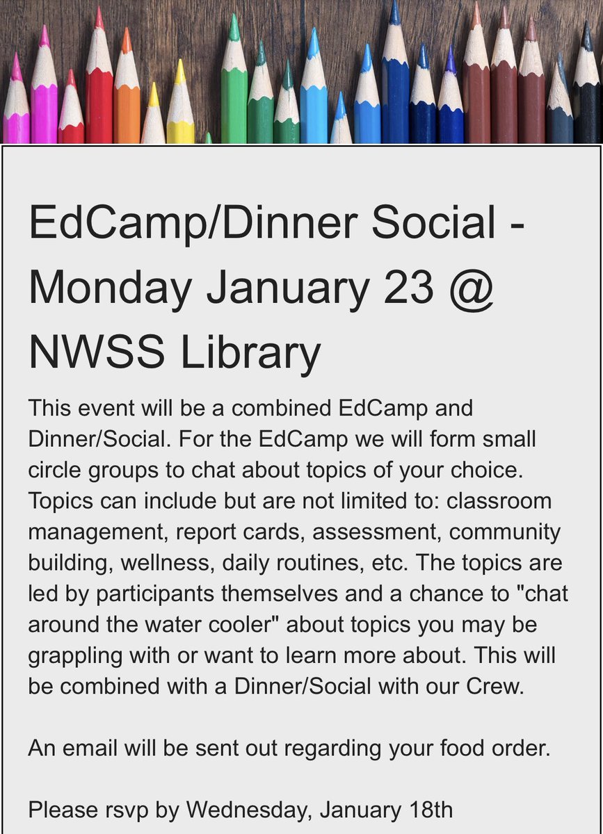 patriciampain's tweet photo. It’s that time of year again where @newwestschools Mentorship Program is running our annual EdCamp &amp; Dinner/Social for our Mentorship Crew! Registration has gone out for the event &amp; Dinner orders. If you’re undecided, check out last years pics! Can’t wait to see you all! 🍎 https://t.co/4I10qRR5qs