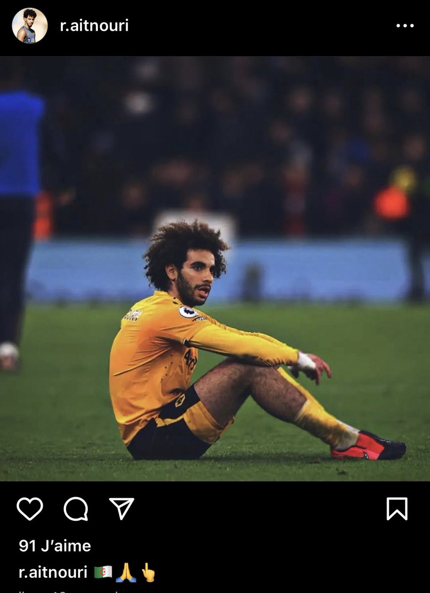 Janis_Tou's tweet photo. Ait Nouri met le drapeau 🇩🇿 sur Insta après le match d’hier soir conte Aston Villa . Rendez-vous en mars nchallah 🙏🏼
💎❤️
#RAN3 https://t.co/dTzho5Vg44