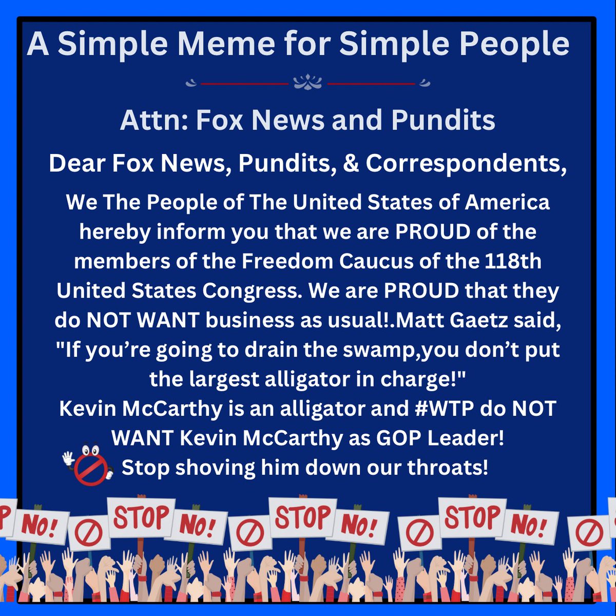 LoveThisBar's tweet image. Dear @FoxNews @foxnewspolitics 
@SteveDoocy @kilmeade
@BretBaier 
@Hannity
@GovMikeHuckabee 
@KarlRove 
@RepDanCrenshaw 
@FrankLuntz 
cc: @kevinomccarthy @freedomcaucus 
🇺🇸🇺🇸🇺🇸
#DumpMcCarthy