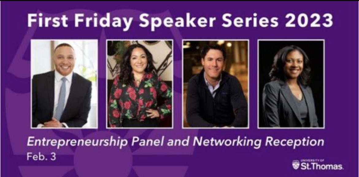 Each entrepreneurial journey is unique and mine has brought me to where I am today.  I look forward to share about my journey, entrepreneurial mindset, resources for start ups, and heat bits of  wisdom from other Twin Cities entrepreneurs. Please join us! alumni.stthomas.edu/events/first-f…