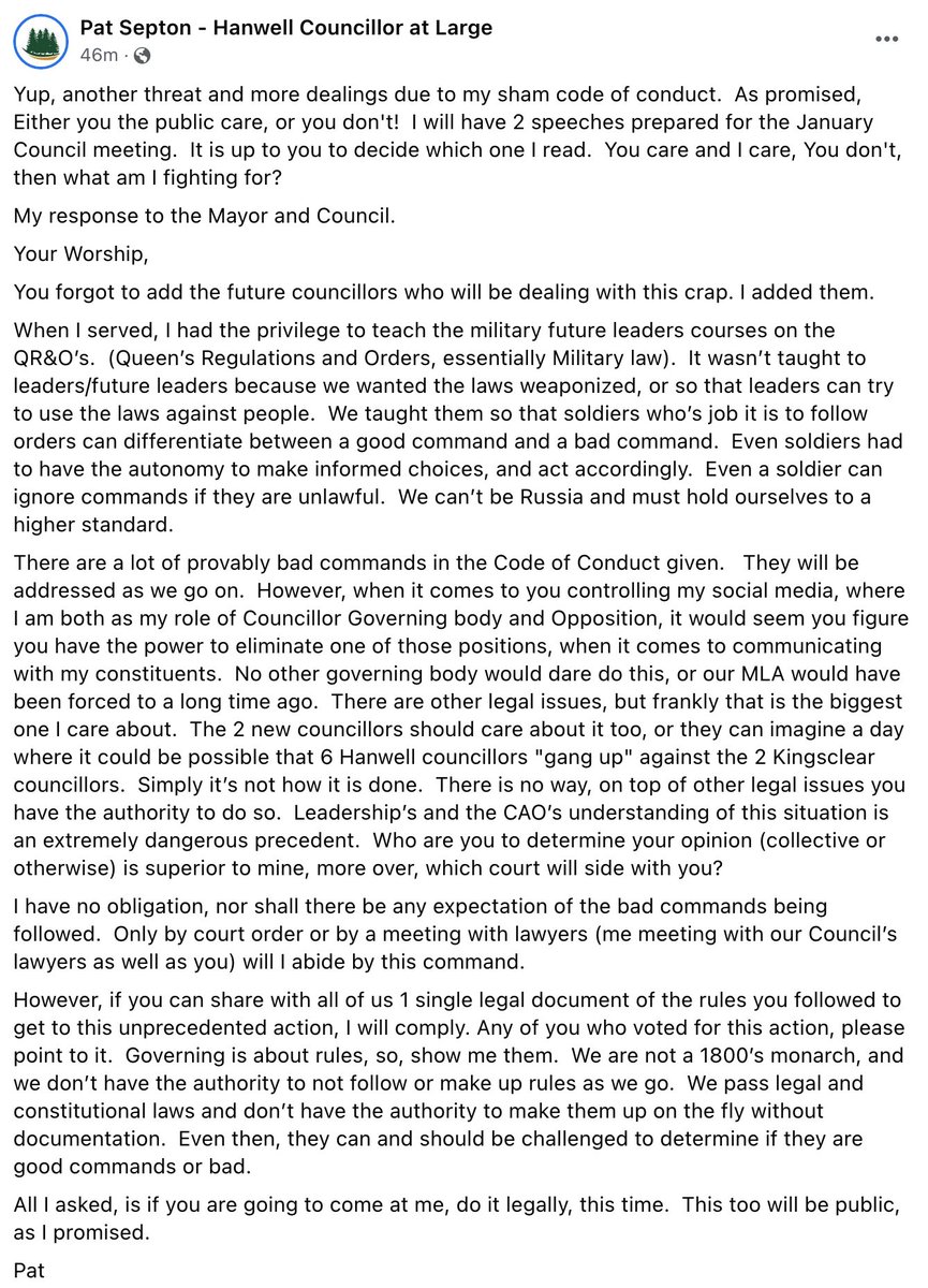 Yup still happening. More flack to my code of conduct. The entire thing is a sham, more over, immature, small. Response &amp; letter received. @Hanwell @GNB <a href="/DanielAllain/">Daniel Allain</a> I believe I need help. This is the most important issue, but being forced to work 6 mo free is illegal too right?