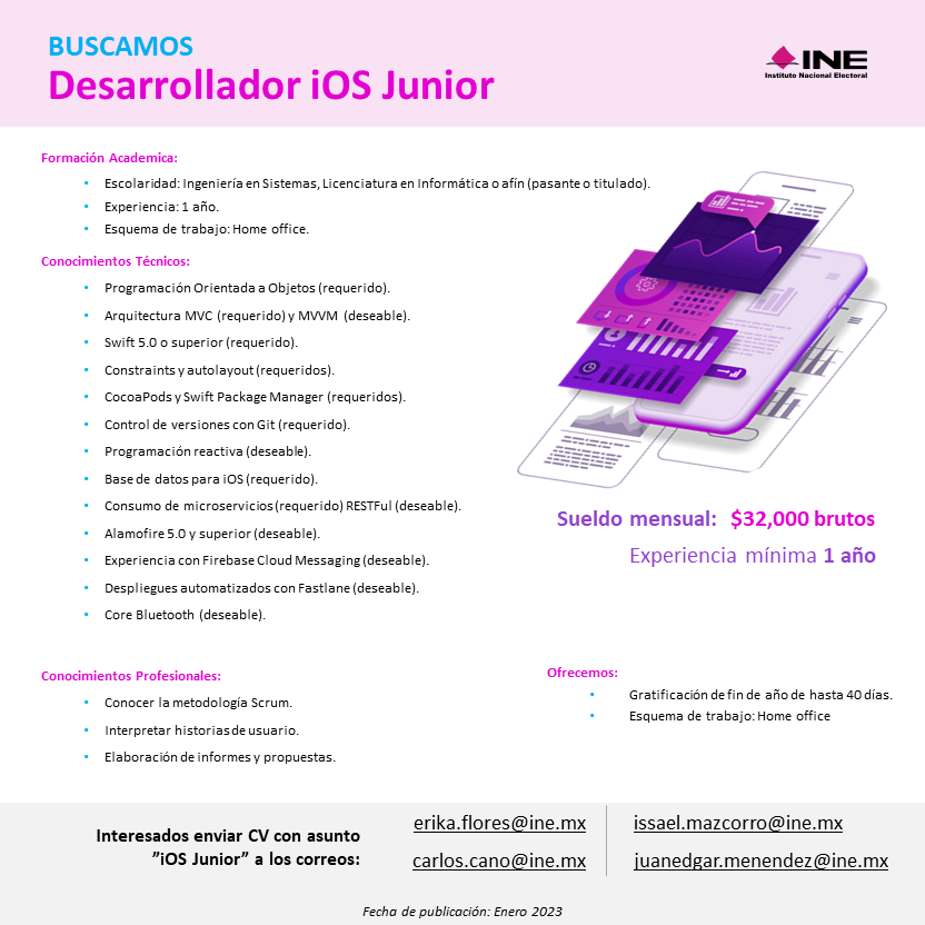 #desarrollador #ios #mexico #trabajo #remoto #developer #homeoffice #appleevent #Swift #mx 
#INE @INEMexico #MiINE #CredencialDigital #development