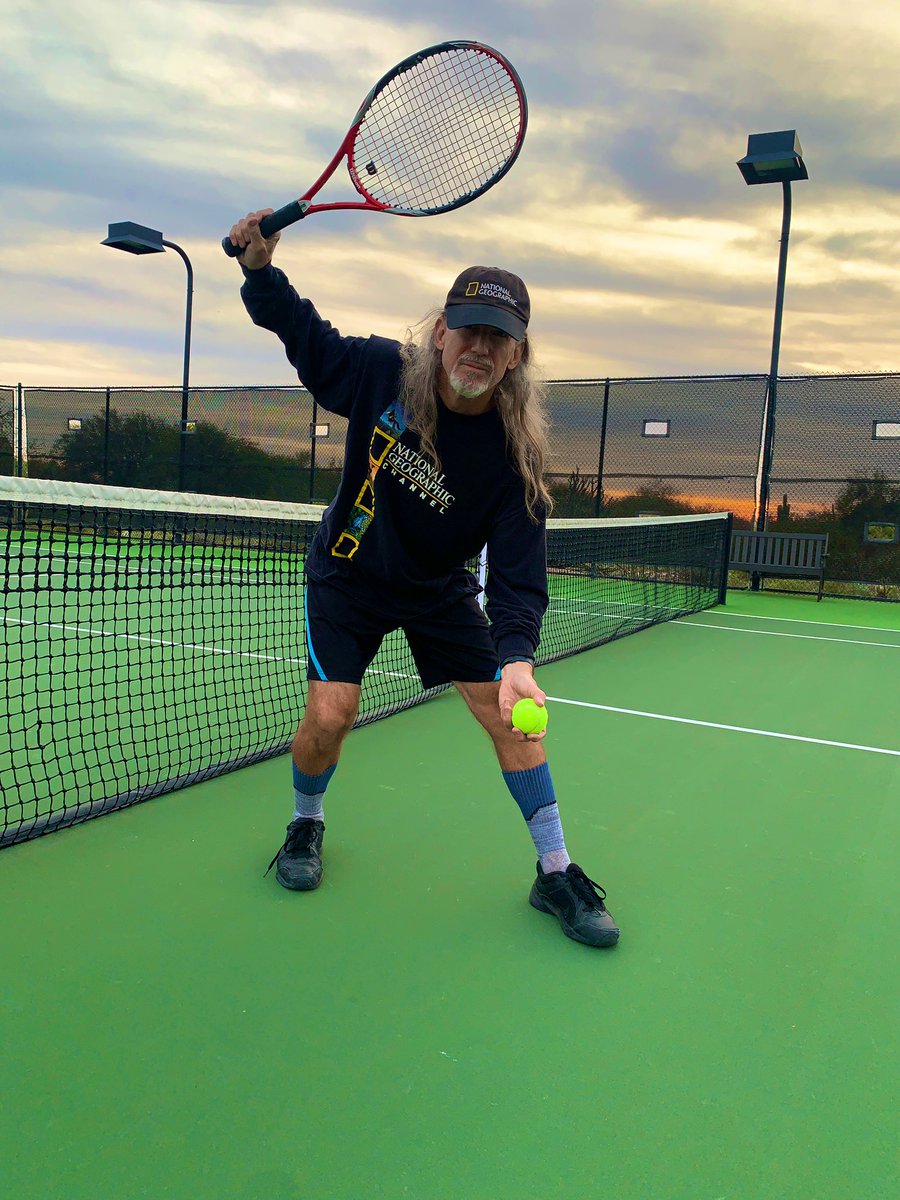 KJtheTennisPro's tweet photo. Another day on court with another “vintage shirt” from bottom of my closet ‼️my wife worked for “National Geographic” maps 1997-2004 🙌 #KJtheTennisPro #Scottsdale #ScottsdaleTennisLessons #VintageTshirt #Shoutout #NationalGeographic #NatGeo #TennisProLife #Love #Tennis 🎾 https://t.co/fxZPTNU9MG