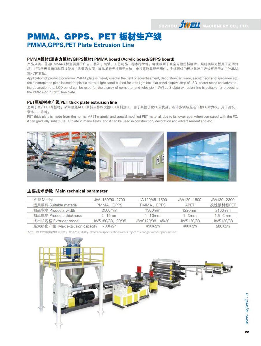 LynnPan186003's tweet image. PMMA、GPPS、PET Plate Extrusion Line #jwell #extruder #extrusionmachine #plasticmachine #plasticpackaging #plasticsheet #plasticfilm #plasticplate
Email : salpl@jwell.cn
WhatsApp/WeChat: +86 18851218895