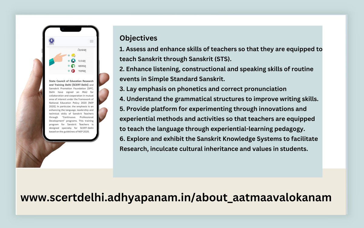 SCERT2021's tweet photo. @SCERT2021 and @SamPromotion are delighted to share a recently developed, dedicated online platform for Continuous Professional Development of Sanskrit Teachers of @Dir_Education, Delhi.
https://t.co/EDdsx7xrO9

#NeedAssessment
#CPD
#MOOCs
#SanskritTeachers https://t.co/uDfewz8MGA