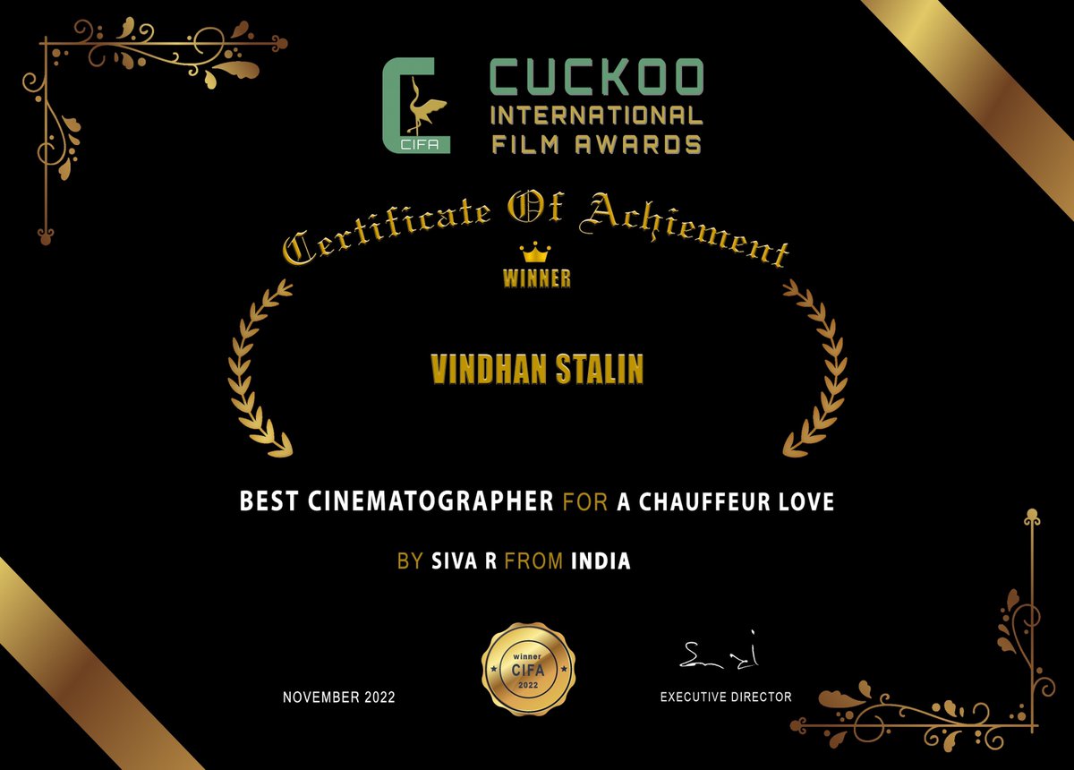 3S_Pictures's tweet photo. Our Movie Karottiyin Kadhali (A Chauffeur Love) won Best Actor Male, Best Cinematographer, and Best Editor Award at Cuckoo International Film Awards. Glad to share this moment with all of you. Thank You for Your support and love. https://t.co/qCOyZviB07