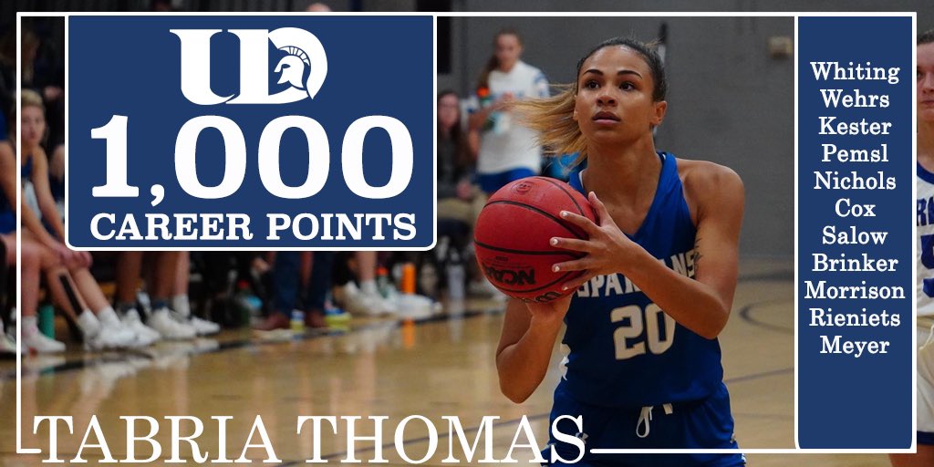 🚨 1,000 Career Points 🚨

Congratulations to Tabria Thomas on becoming the 12th Spartan to reach the 1,000 point milestone!

<a href="/UD_WBB/">University of Dubuque Women's Basketball</a> // <a href="/AmerRiversConf/">American Rivers Conference (A-R-C)</a>