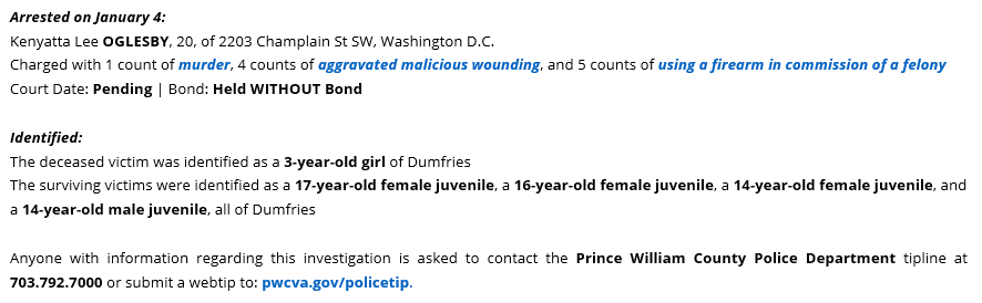 Prince William County Police Department on Twitter: Due to the