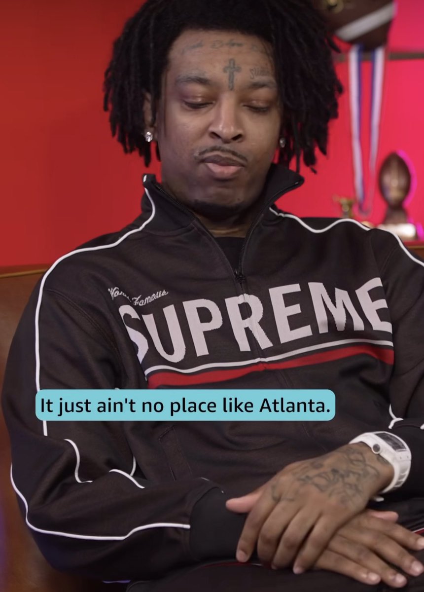 21savage in Supreme tracksuit