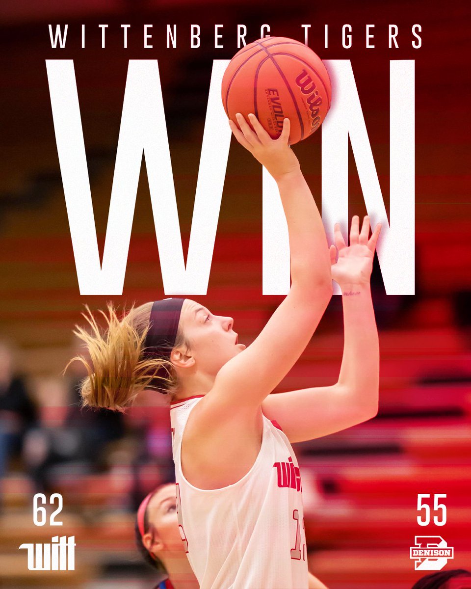 That's a 𝗪𝗜𝗡! Women's Basketball takes down the Big Red of Denison 62-55. #TigerUp