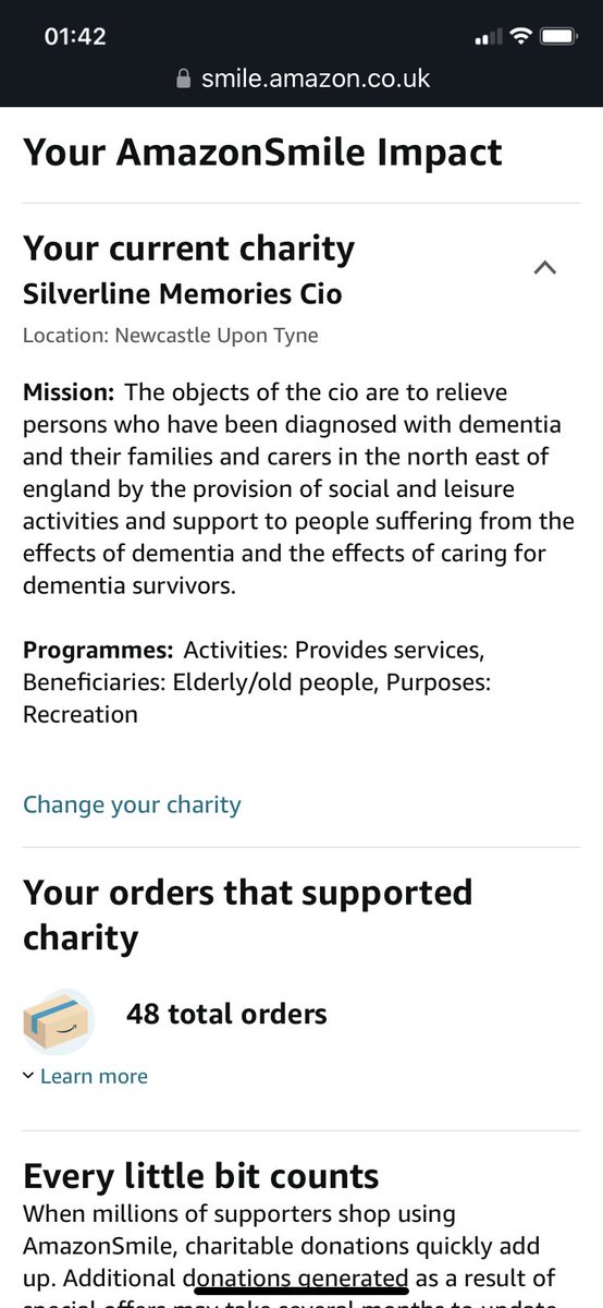 My Amazon Smile Charity for 2023 is @silverlineNE and it costs me nothing to help them with Amazon as a small proportion of the price of each order goes to the charity 😎#everypennycounts #nefollowers #Tyneside #Newcastle #Durham #Northumberland