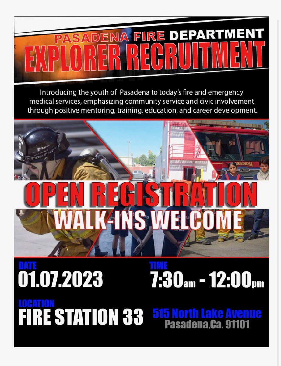 Calling all 14-20 years olds who want to learn about a great career in the fire service by starting as an Explorer. Come out this Saturday with your questions and enthusiasm to see first hand all the opportunities that are available.