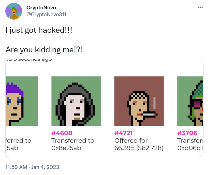 GlobalWeb3News's tweet photo. 🔴Newsflash
NFT Influencer Falls Victim to Cyberattack, Loses $300K+ CryptoPunks

#NFT influencer CryptoNovo announced fell victim to a #cyberattack and lost two #CryptoPunks, which worth of $300k. (CoinTelegraph) https://t.co/EeL3MRTBjM