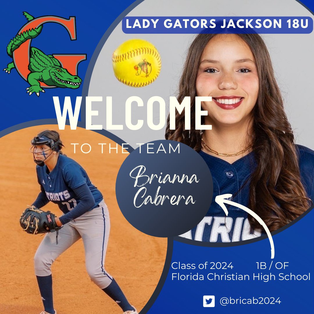 The Lady Gators Jackson Organization want to officialy welcome <a href="/bricab2024/">Brianna Cabrera</a> to our family as a part of our LGJ 18U Showcase team. Brianna is a standout first baseman and the ultimate team player.  She is a Junior at Florida Christian High School and is from Miami, Florida.