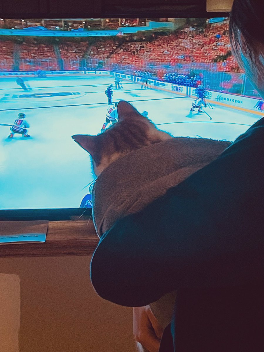 I missed Canada’s fifth goal because my 15yo was making sure our neighbors cat was watching the game. 😐 #CANvsUSA #WorldJuniors