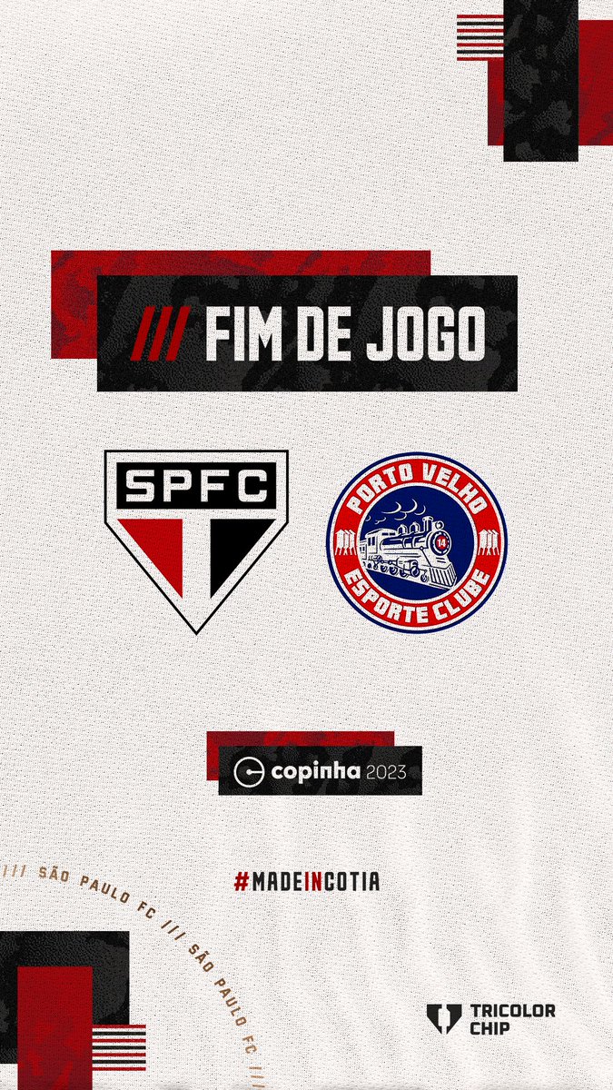 SaoPauloFC's tweet photo. Fim de jogo! #SPFCxPVE (3-0)

⚽ Belém
⚽ Talles Wander
⚽ Negrucci

#Copinha23  
#MadeInCotia 
#VamosSãoPaulo 🇾🇪 https://t.co/zWmANABEV5