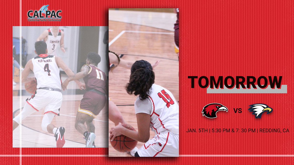 Tomorrow is Game Day!!! 🏀🔥

Women’s and Men’s Teams take on La Sierra!!! 💪

Women’s Game- 5:30 p.m 🔥

Men’s Game- 7:30 p.m 🏀