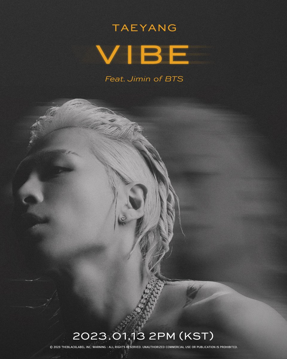 VIBE (Feat. Jimin of BTS) - TAEYANG
2023.01.13 2PM (KST)
⠀
#VIBE #바이브
#TAEYANG #태양 #Jimin #지민
#THEBLACKLABEL #더블랙레이블