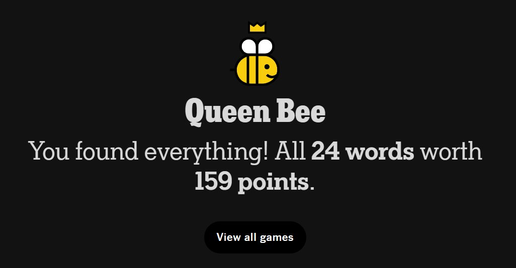 Ragarath98's tweet photo. Day 354, 355 and 356: I was a bit concerned that OVNI was not accepted in today's bee but remembered later that it was a Spanish word
#spellingbee #Nytspellingbee  #nytsb #hivemind https://t.co/cosRbiOuHk