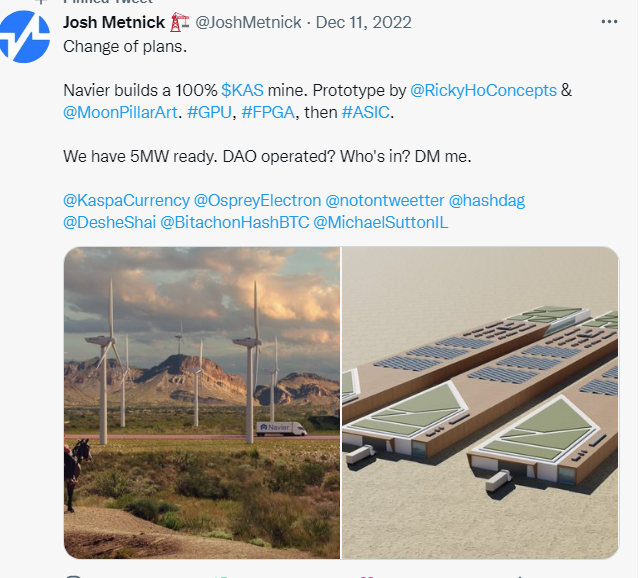 deadaulika's tweet photo. Navier are you done build $KAS mine @JoshMetnick #Kaspa https://t.co/zBLqcoDjpx