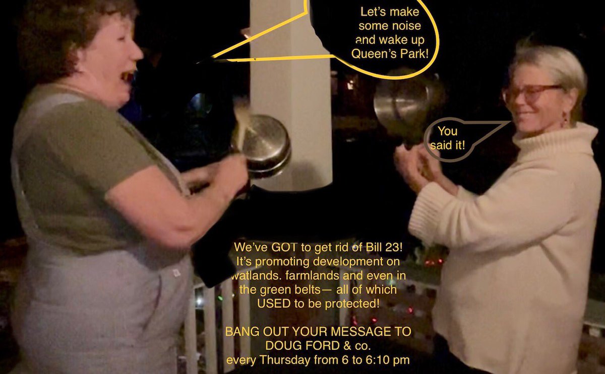 Richard09602963's tweet image. Ontario #giveabang tomorrow Thurs &amp;amp; every Thurs thru to Feb @ 6 pm on yr porches, steps, balconies in opposition to #Bill23 Take a selfie &amp;amp; post in unison!  Use this time-honoured tradition to protest! It’s your greenspace/wetlands &amp;amp; increased taxes!