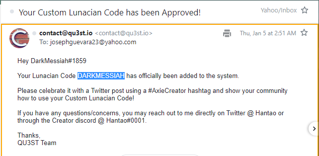 DarkMessiah23's tweet photo. Thank You Mr. @Hantao 

As an aspiring #AxieCreator it will be a big help if my code will be used: DARKMESSIAH

Account Setting > Lunacian Code > and type DARKMESSIAH

TIA
#lunaciancode 
@axiephofficial  
@AxieInfinity https://t.co/x7ScyyfS9M