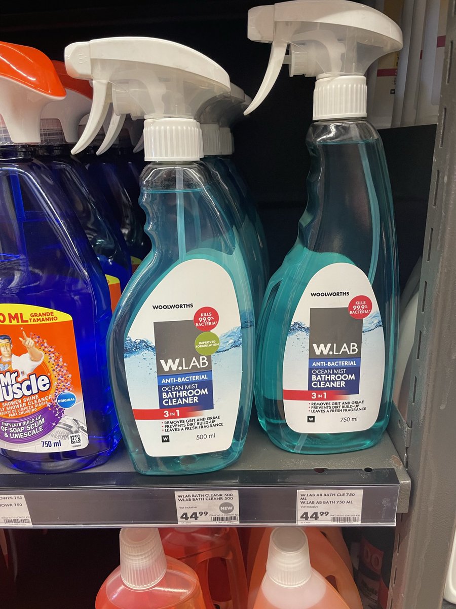 Ladylark's tweet photo. @NicoPanagio @WOOLWORTHS_SA On display for everyone to see. Same product, same price but now at 250ml less per container. A 33% reduction in product for the same price 😳 Newsflash @WOOLWORTHS_SA this is not keeping price increases at a minimum. https://t.co/mhQEK6yVvC