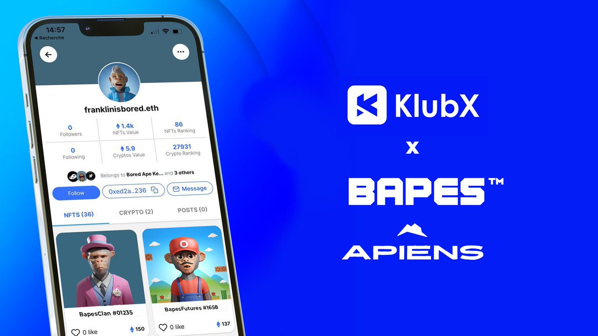 TalentHous3's tweet image. It is wonderful to see how partner communities are coming together.
Thanks @KlubX_ for creating such a wonderful Web3 Social App.
@TheApiens @bapesclan @AzukiOfficial @RTFKT @doodles

See you in the Klub

#web3community #klub #Bapesclan #apienstakeover #NFTs #community