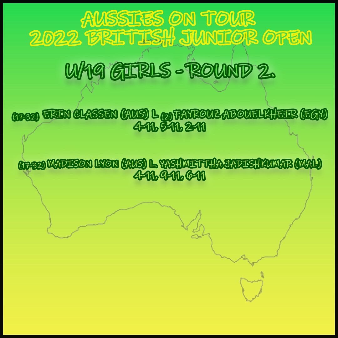 Aussie Results from the 2023 British Junior Open. #letsgo #squash #juniorsquash #squashplayer