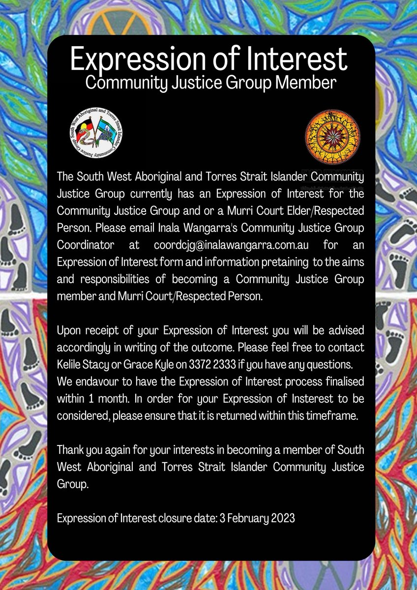 Are you interested in supporting community navigate the justice system in a culturally safe way? Please see below for more details.
#inala #4077 #justicesystem #elders #brisbane #mob