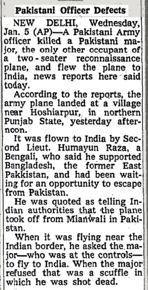 5 Jan 1972
#ThisDayThatYear
Media Highlights

Pakistani Officer Defects
nytimes.com/1972/01/05/arc… 

#KnowFacts #LiberationofBangladesh #1971War #Maitree #India #Bangladesh